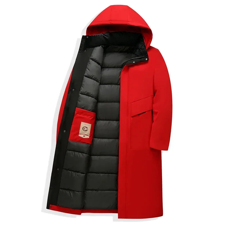 Winterparka voor Heren, Lang Model met Capuchon en Warme Voering