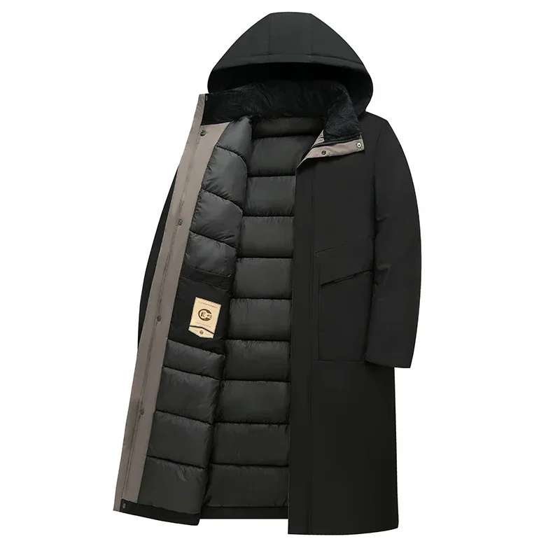 Winterparka voor Heren, Lang Model met Capuchon en Warme Voering