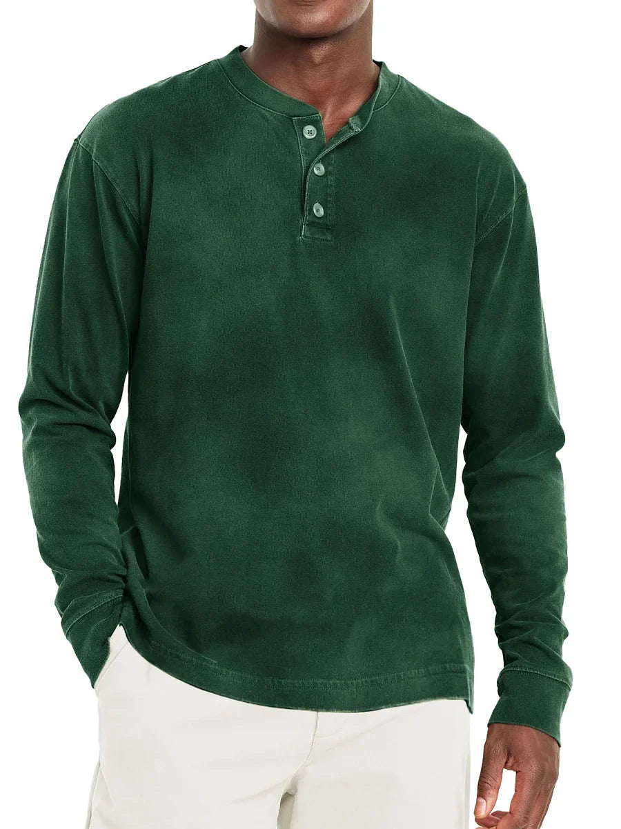Henley t-shirt met lange mouwen voor heren