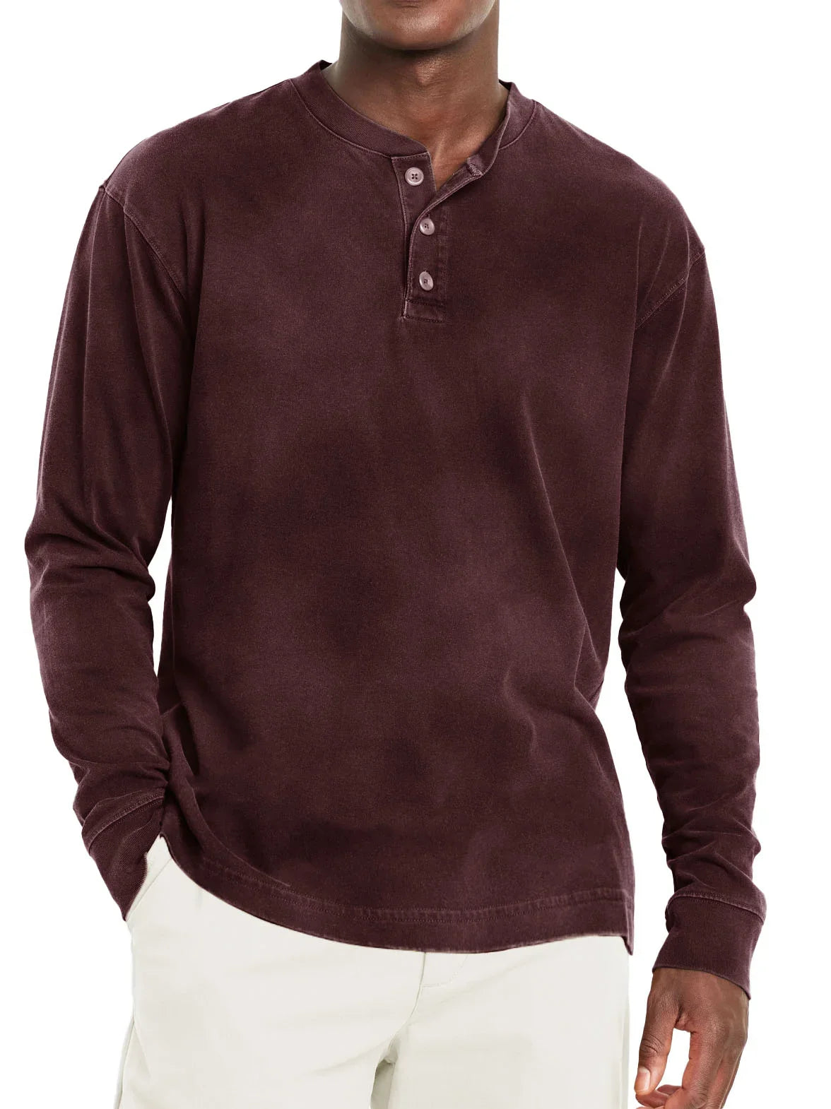 Henley t-shirt met lange mouwen voor heren
