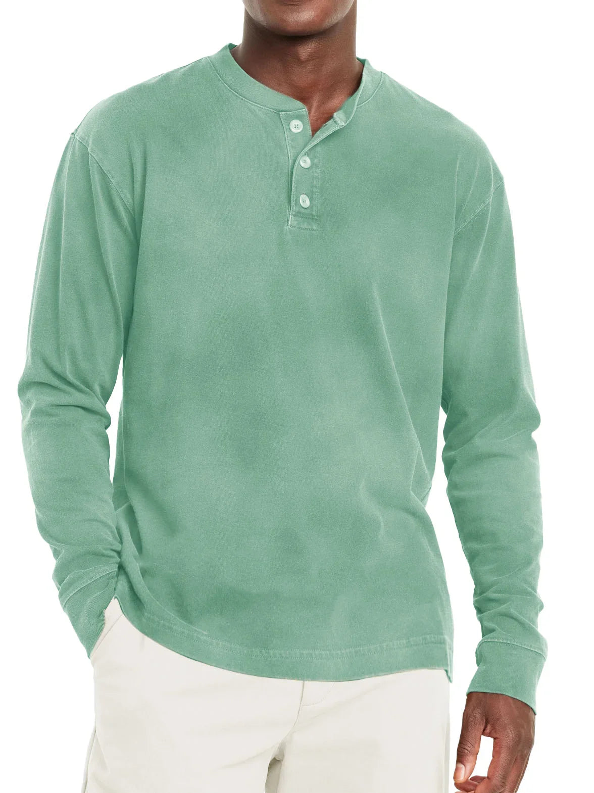 Henley t-shirt met lange mouwen voor heren