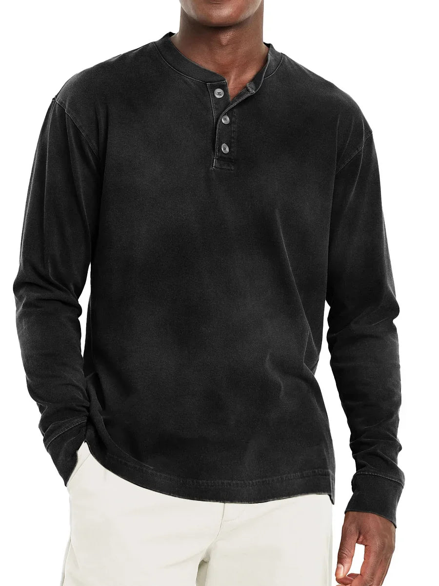 Henley t-shirt met lange mouwen voor heren