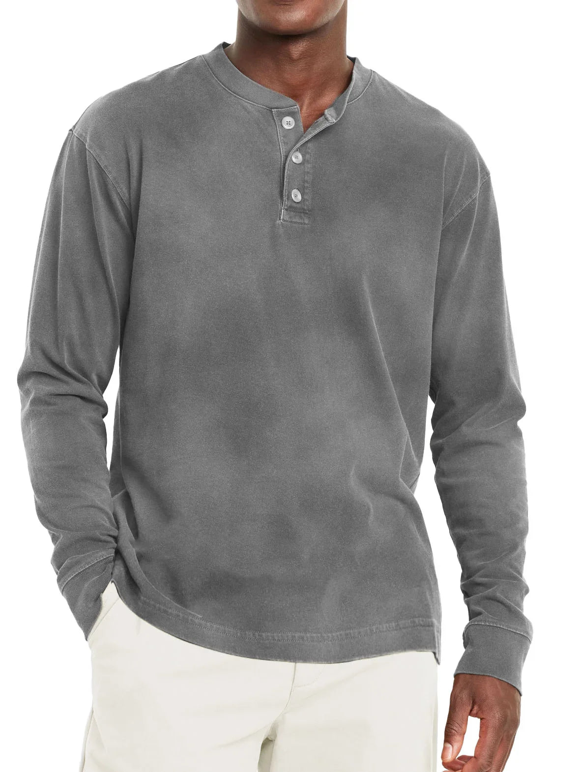 Henley t-shirt met lange mouwen voor heren