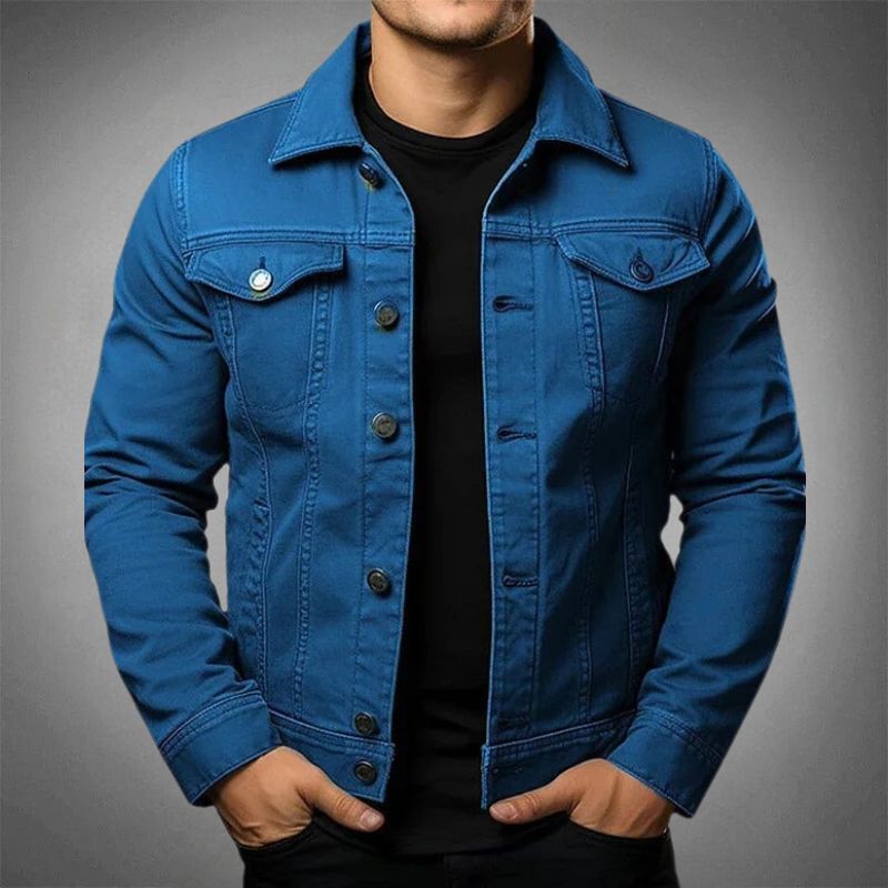 Moderne Heren Slim Fit Spijkerjas met Zakjes