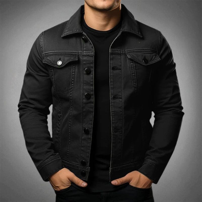 Moderne Heren Slim Fit Spijkerjas met Zakjes