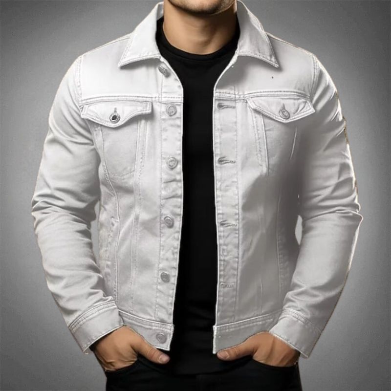 Moderne Heren Slim Fit Spijkerjas met Zakjes
