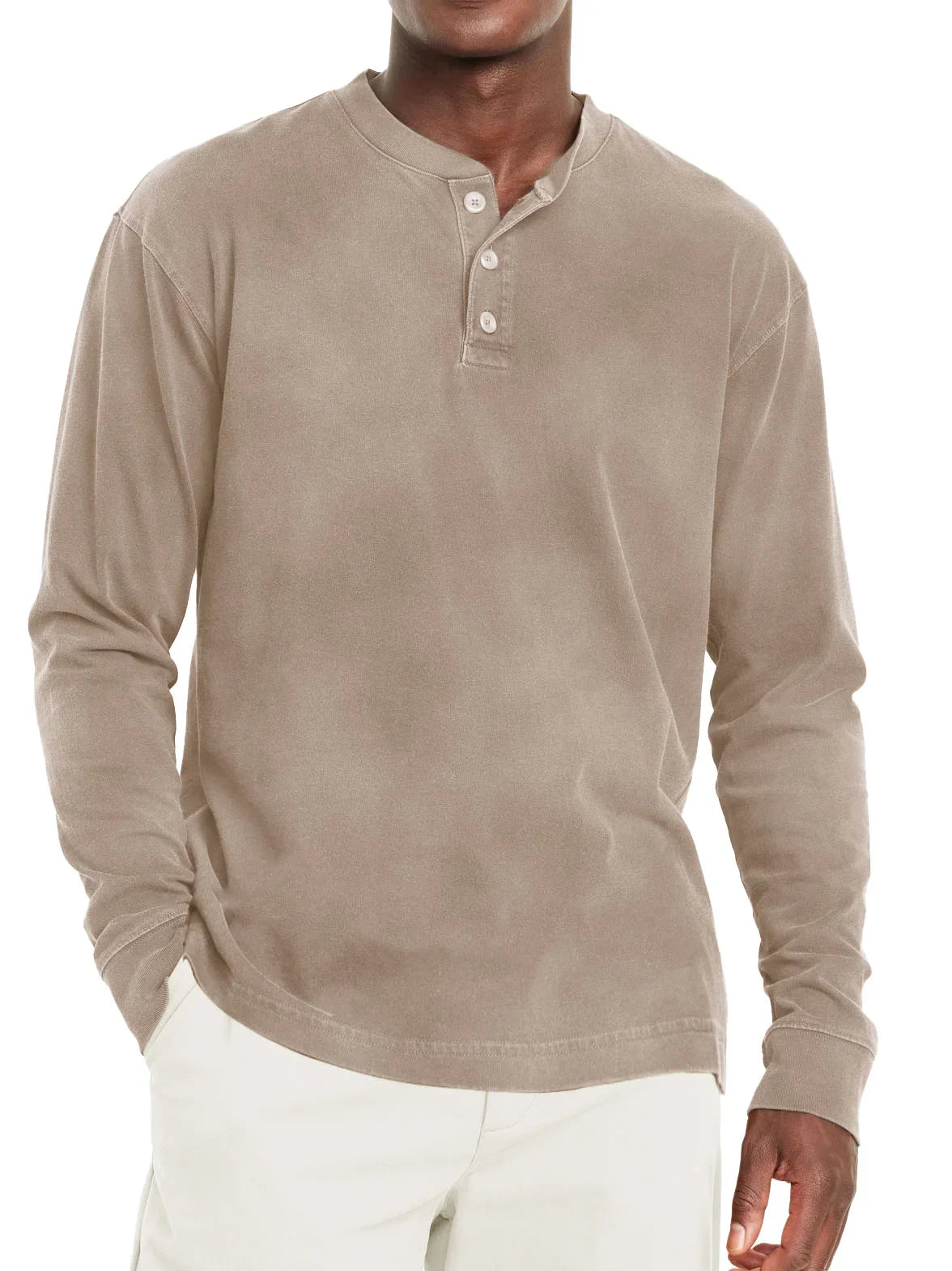 Henley t-shirt met lange mouwen voor heren