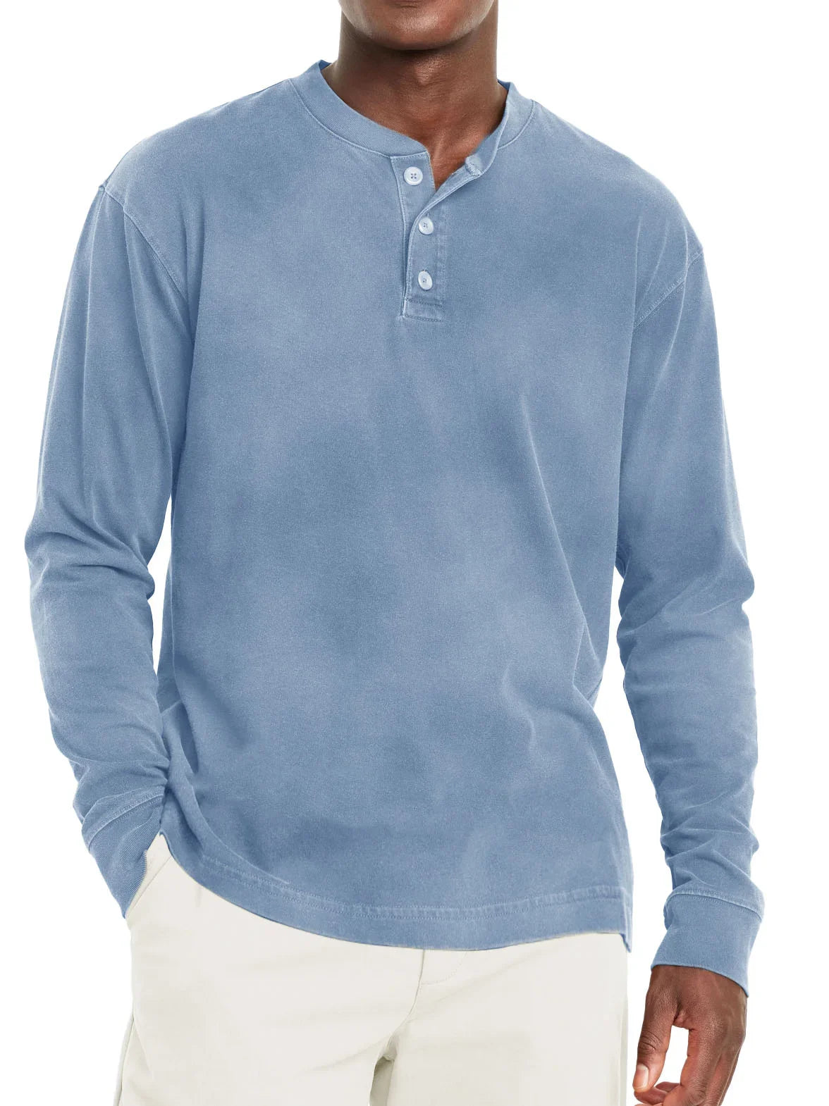 Henley t-shirt met lange mouwen voor heren