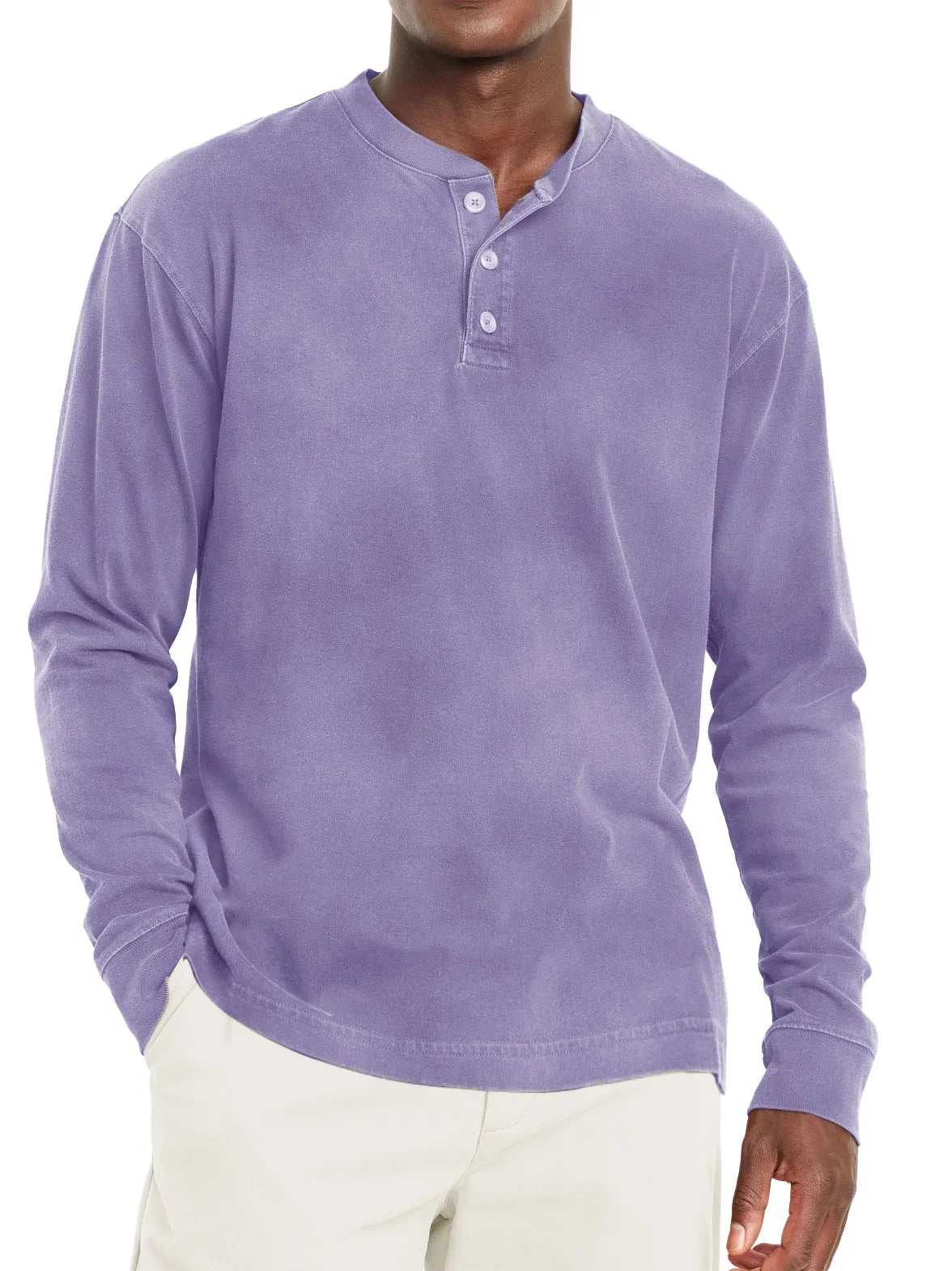 Henley t-shirt met lange mouwen voor heren