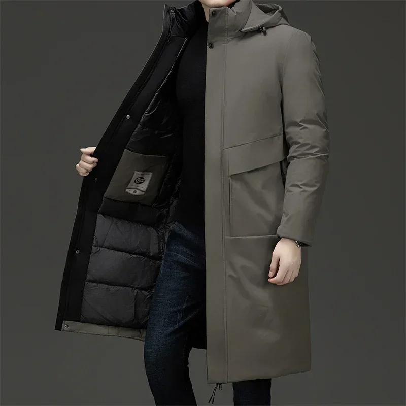 Winterparka voor Heren, Lang Model met Capuchon en Warme Voering