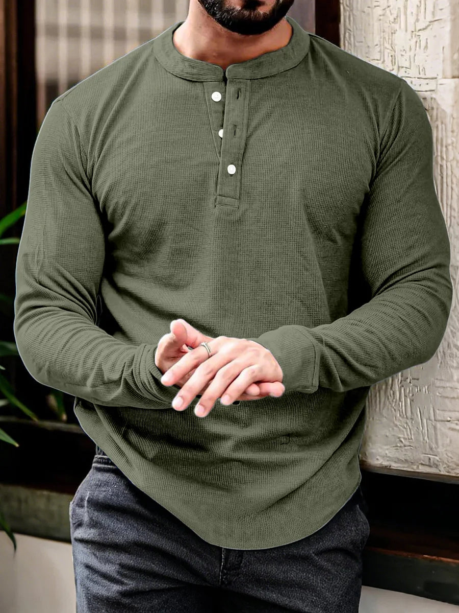 Henley t-shirt met lange mouwen voor heren
