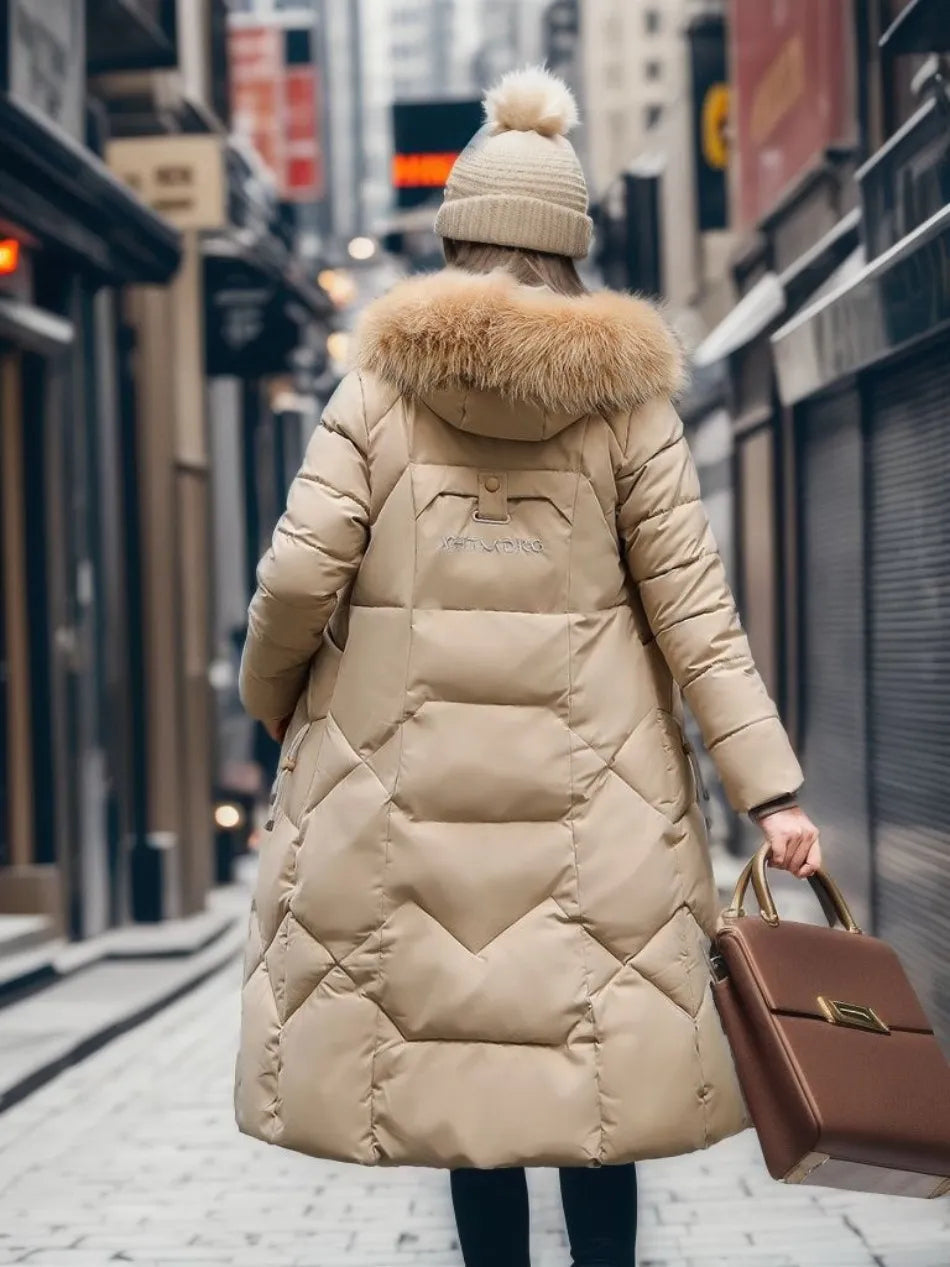 Lange Winterjas met Bontkraag