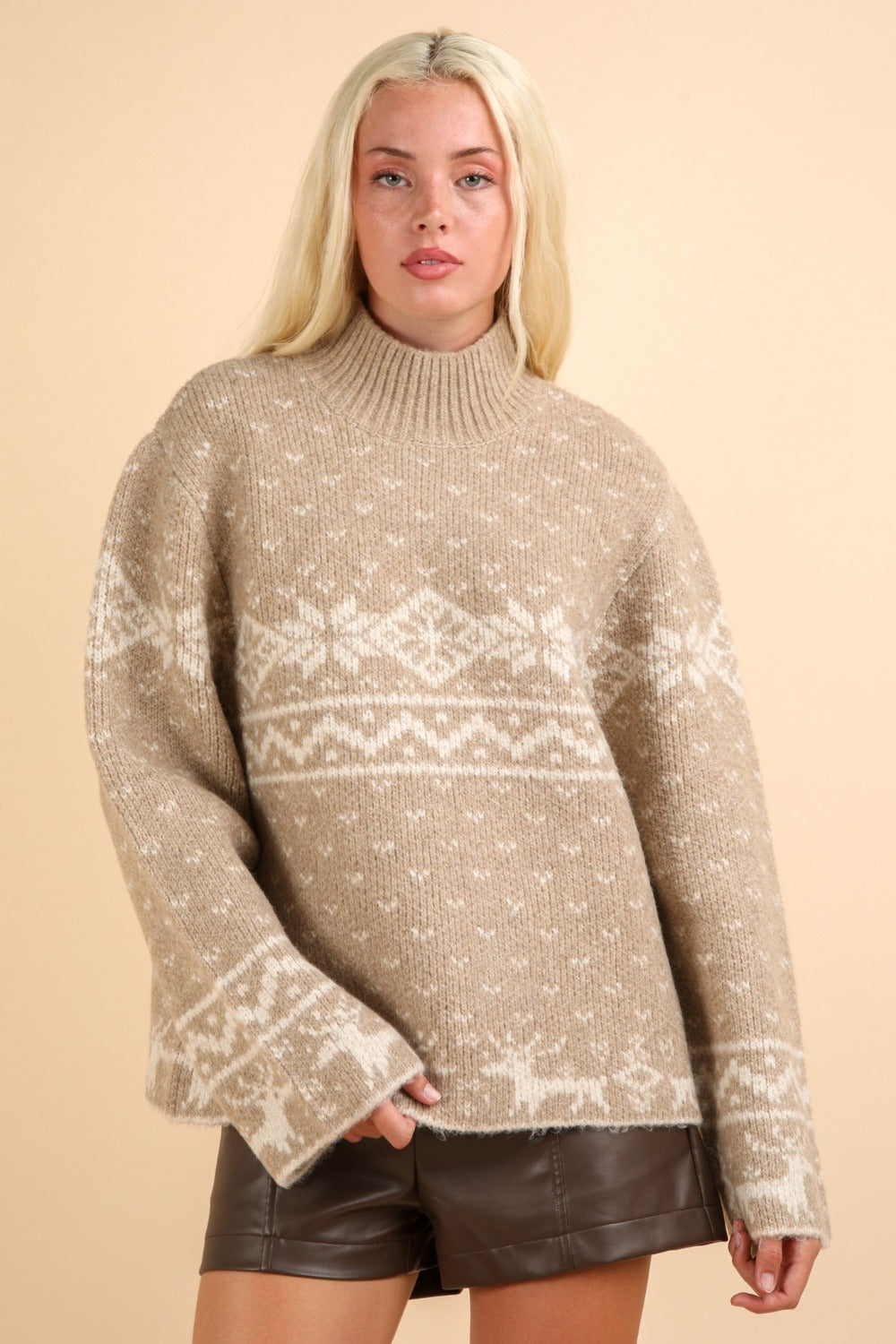 Beige Kerst Sweater voor Dames