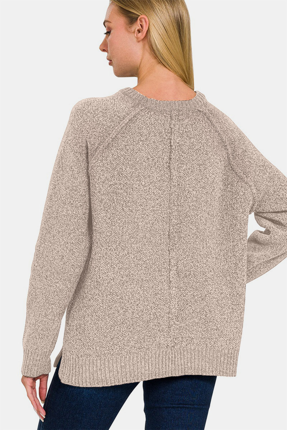 Zenana Sweater met Zijsplitten en Raglanmouwen