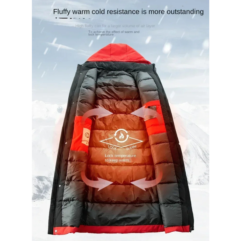 Winterparka voor Heren, Lang Model met Capuchon en Warme Voering