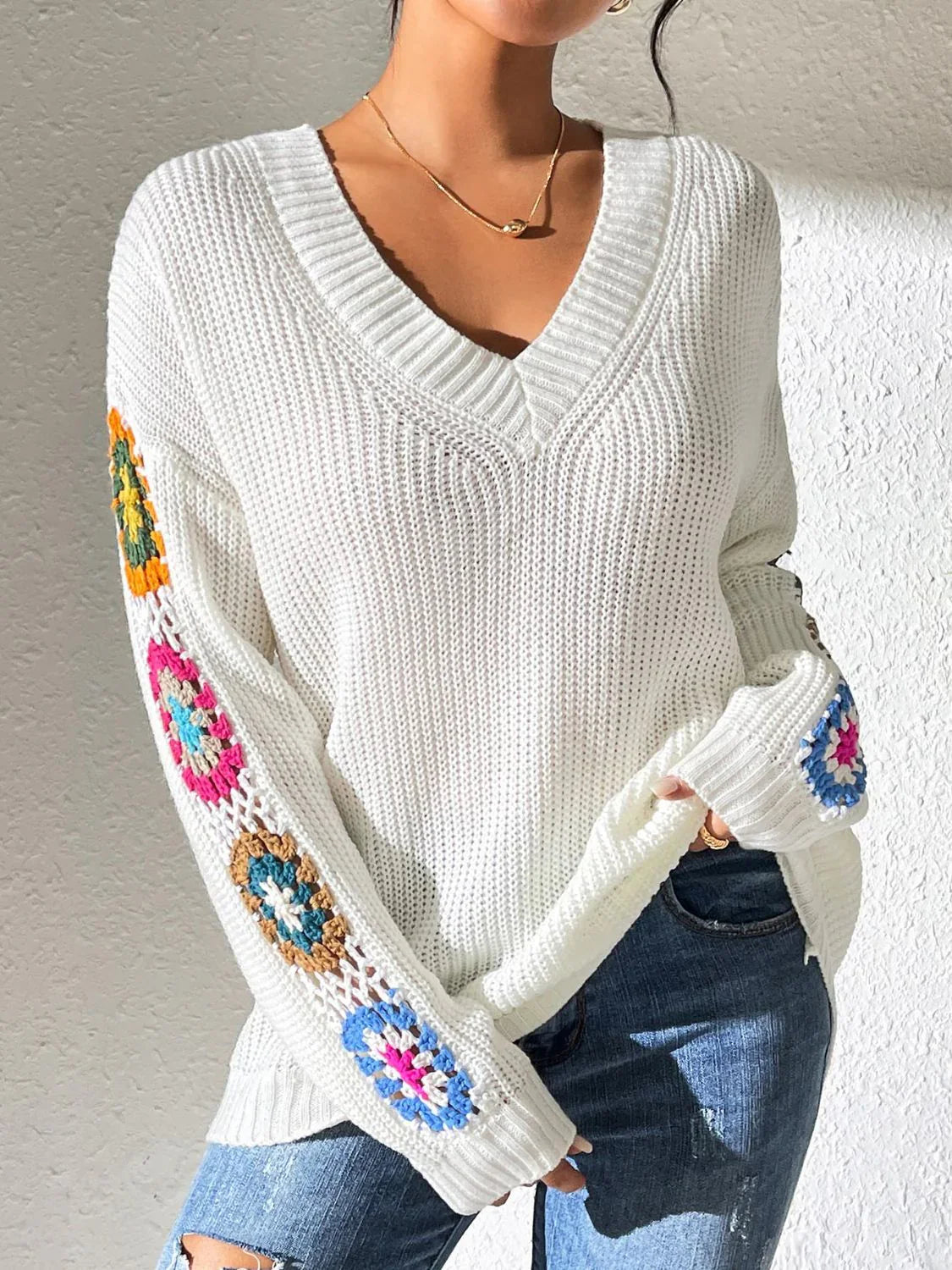 Elodie | Bloemetjes Dames Sweater met V-hals