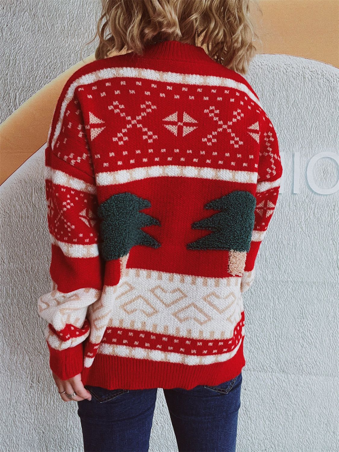 Kerstboom Sweater met Lange Mouwen en Ronde Hals