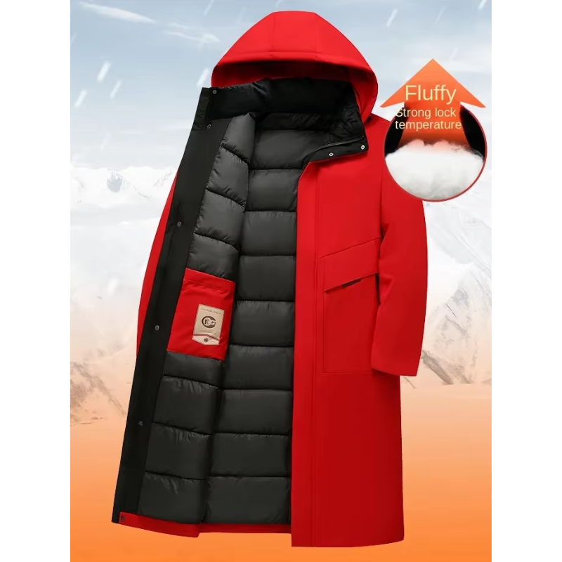 Winterparka voor Heren, Lang Model met Capuchon en Warme Voering