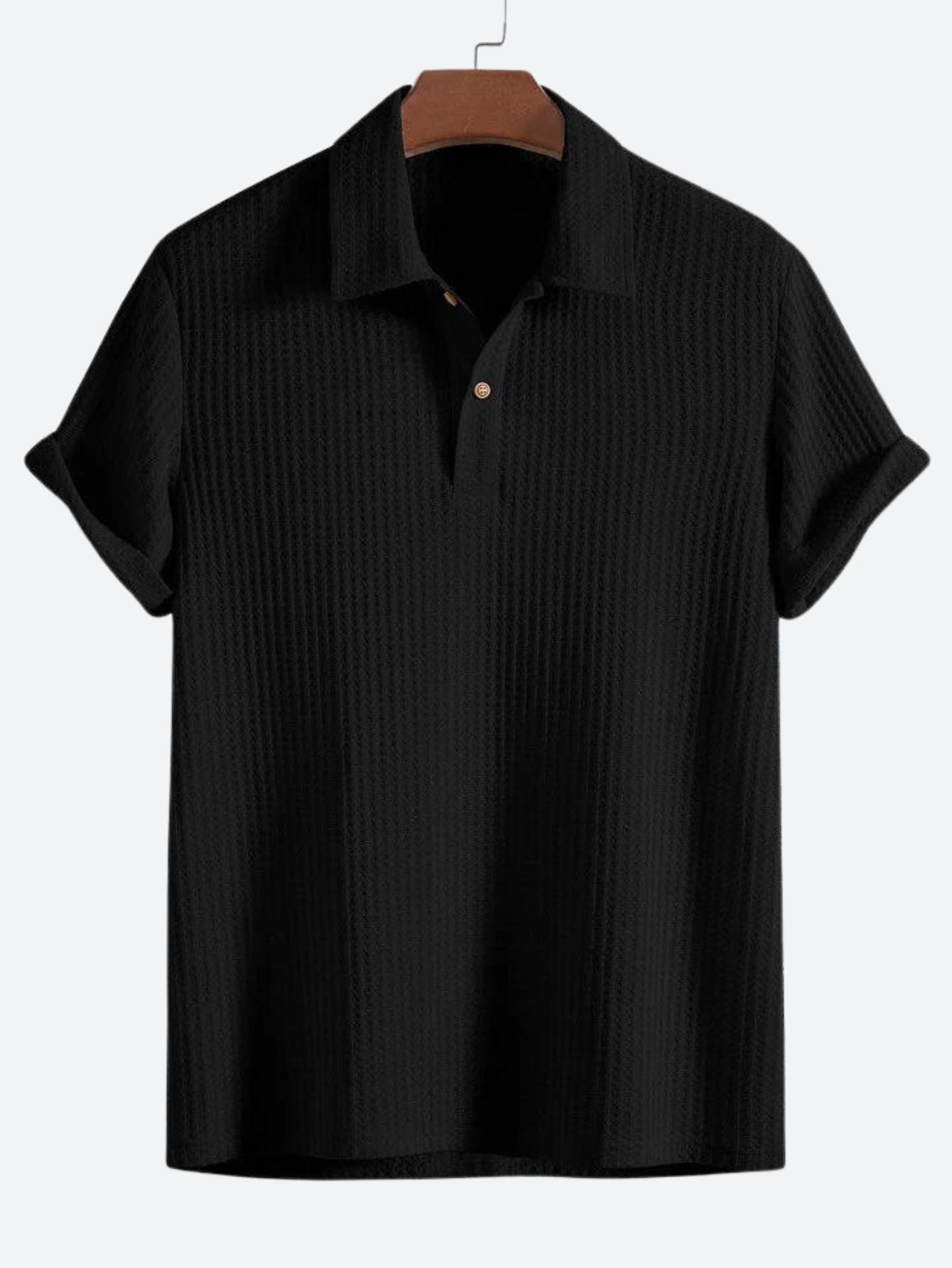 Gezellige Gebreide Wafel Polo Shirt voor Heren