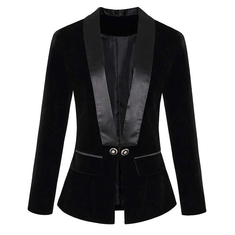 Fluwelen Smoking Blazer met Satijnen Revers