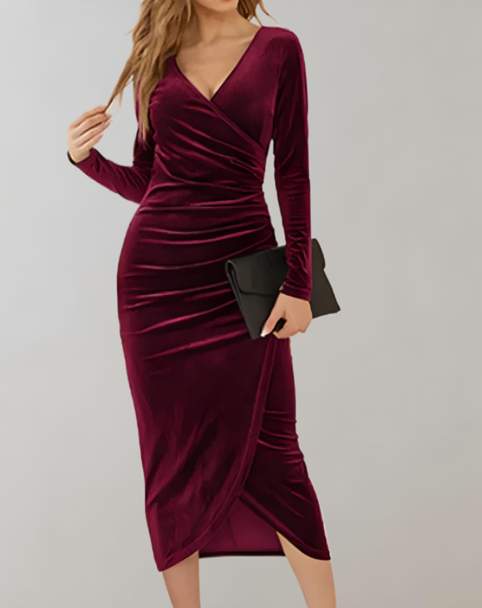 Amara - Luxe Fluwelen Bodycon Midi-Jurk