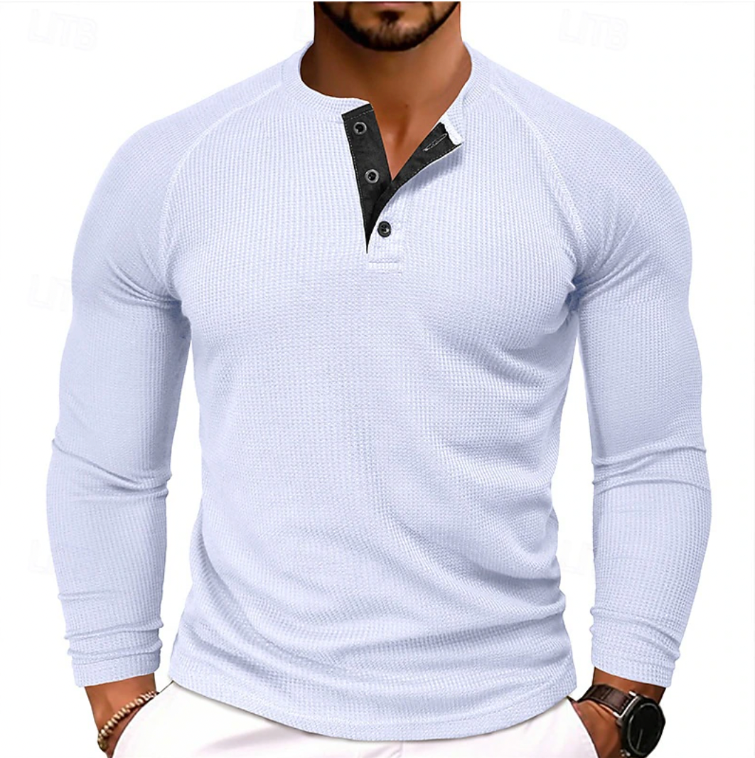 Liam | Henley Shirt Met Lange Mouwen