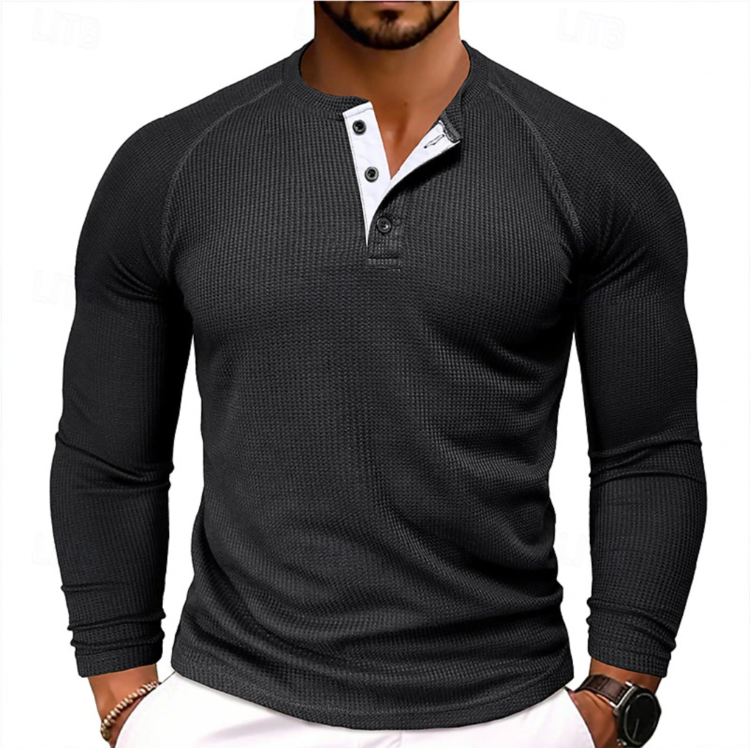 Liam | Henley Shirt Met Lange Mouwen