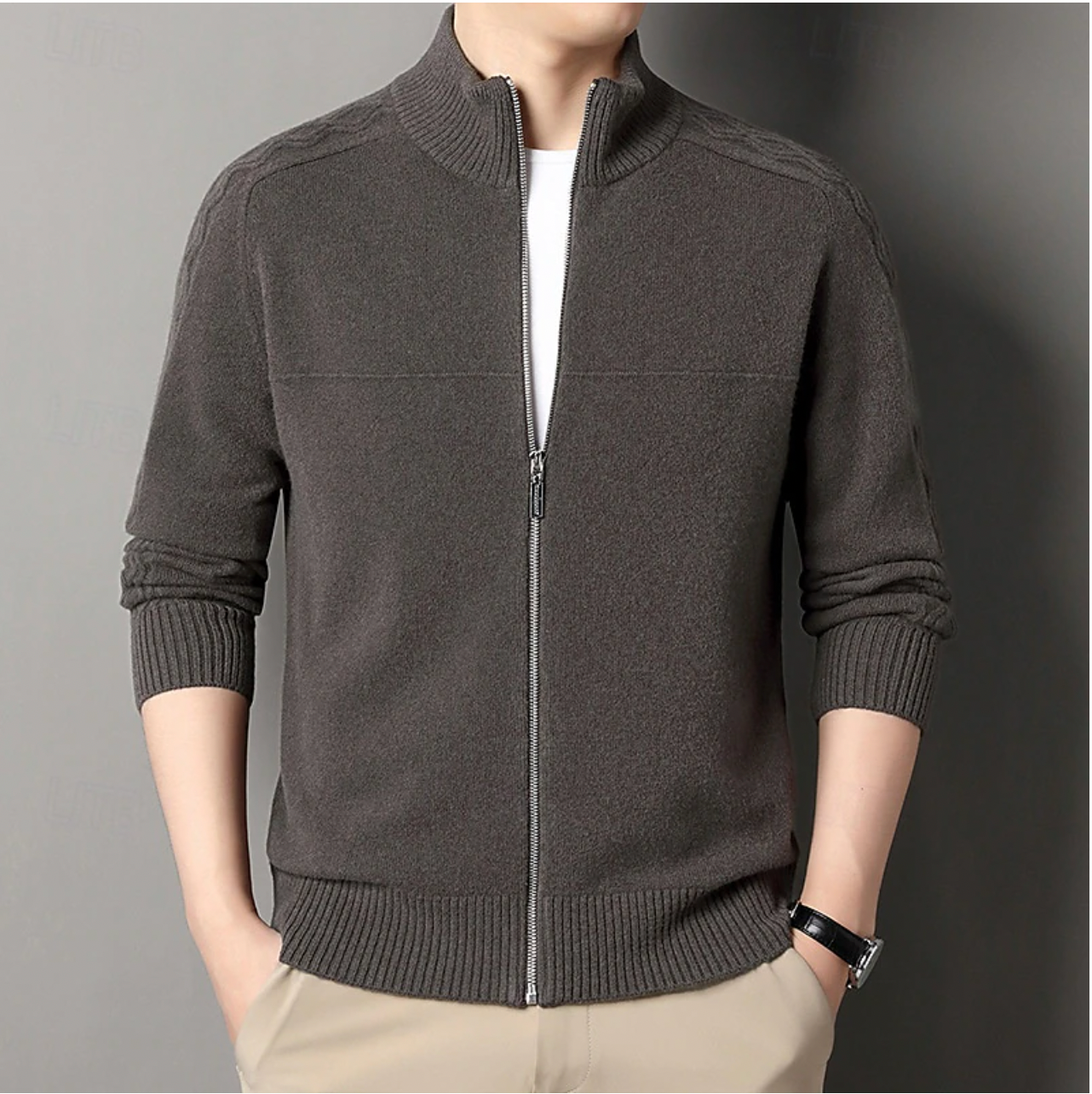 Heren Kasjmier Zip Sweater