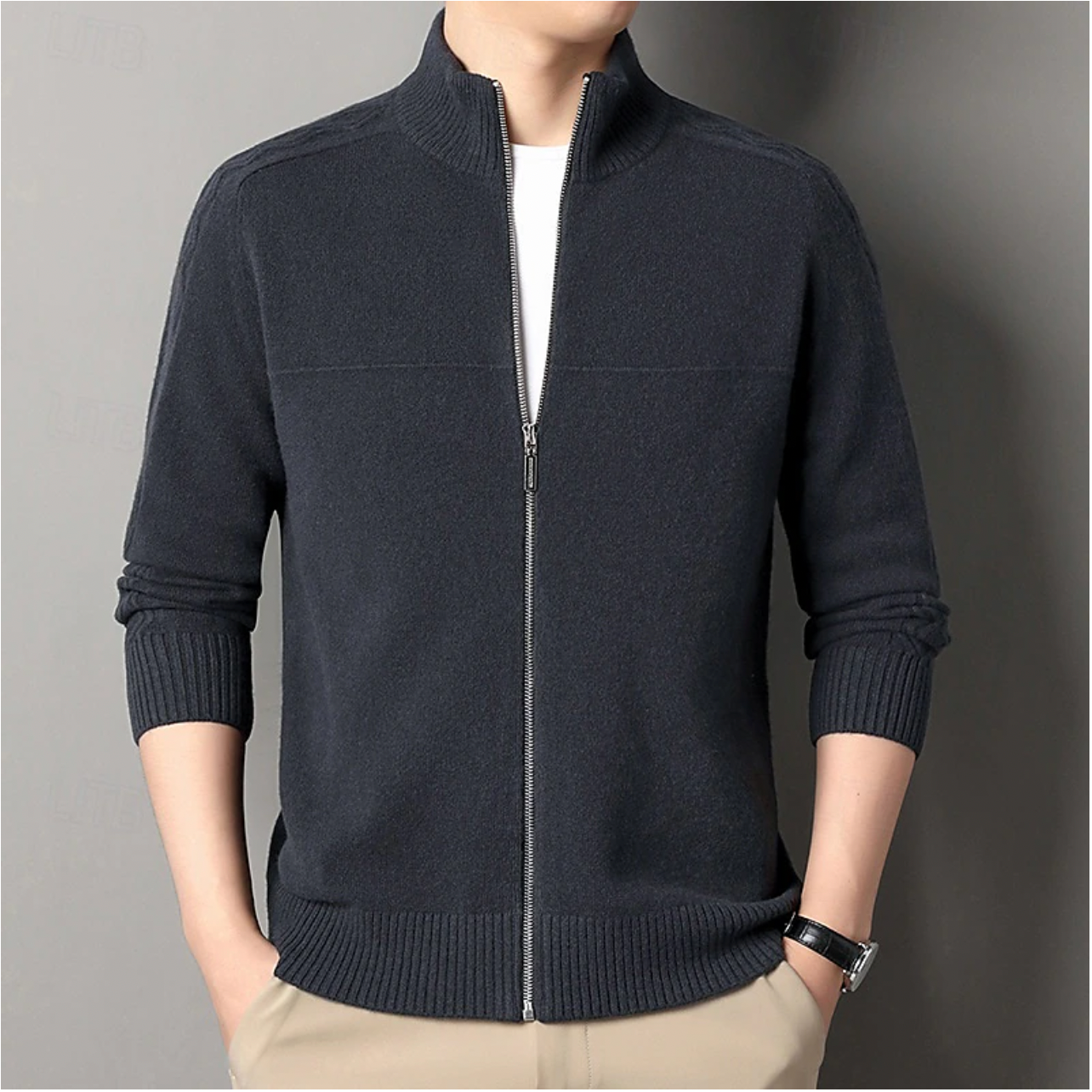 Heren Kasjmier Zip Sweater