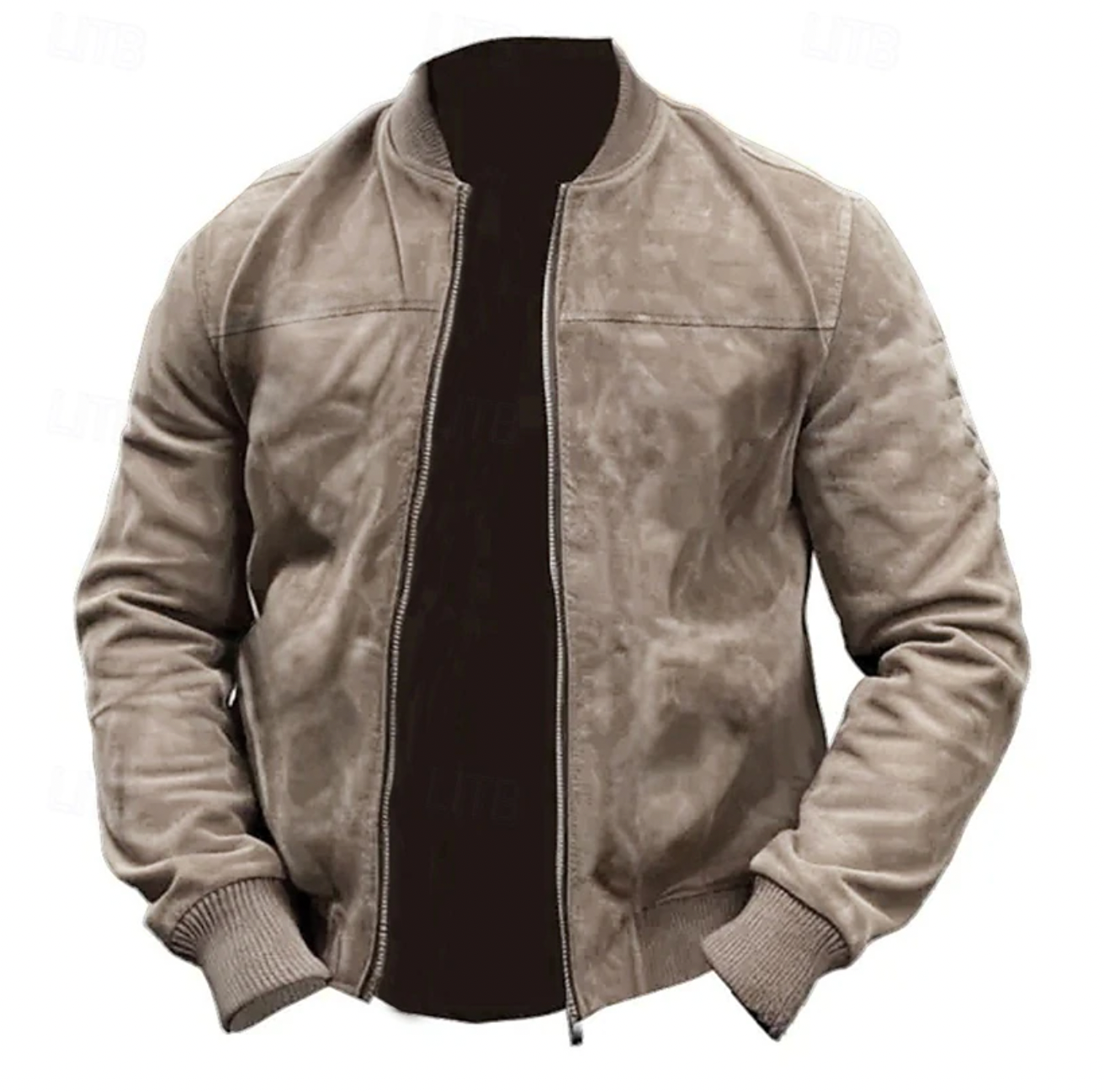 Mannen Lichtgewicht Suede Bomber Jas