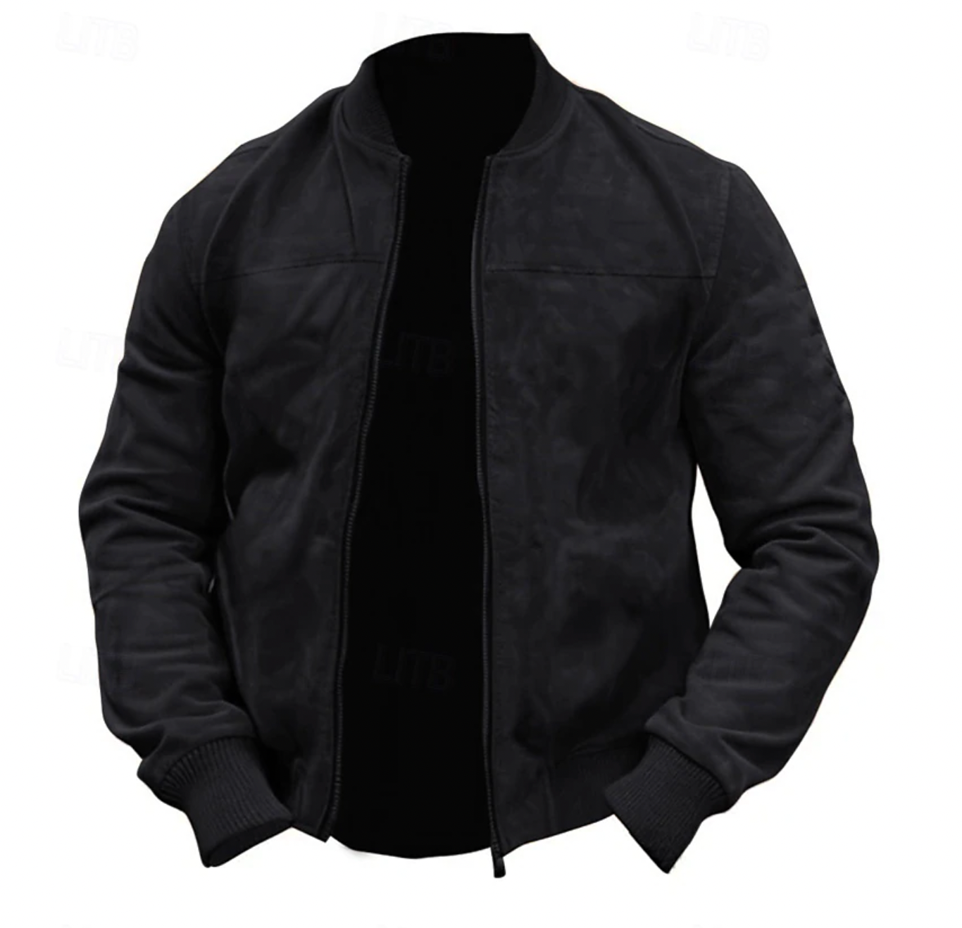 Mannen Lichtgewicht Suede Bomber Jas