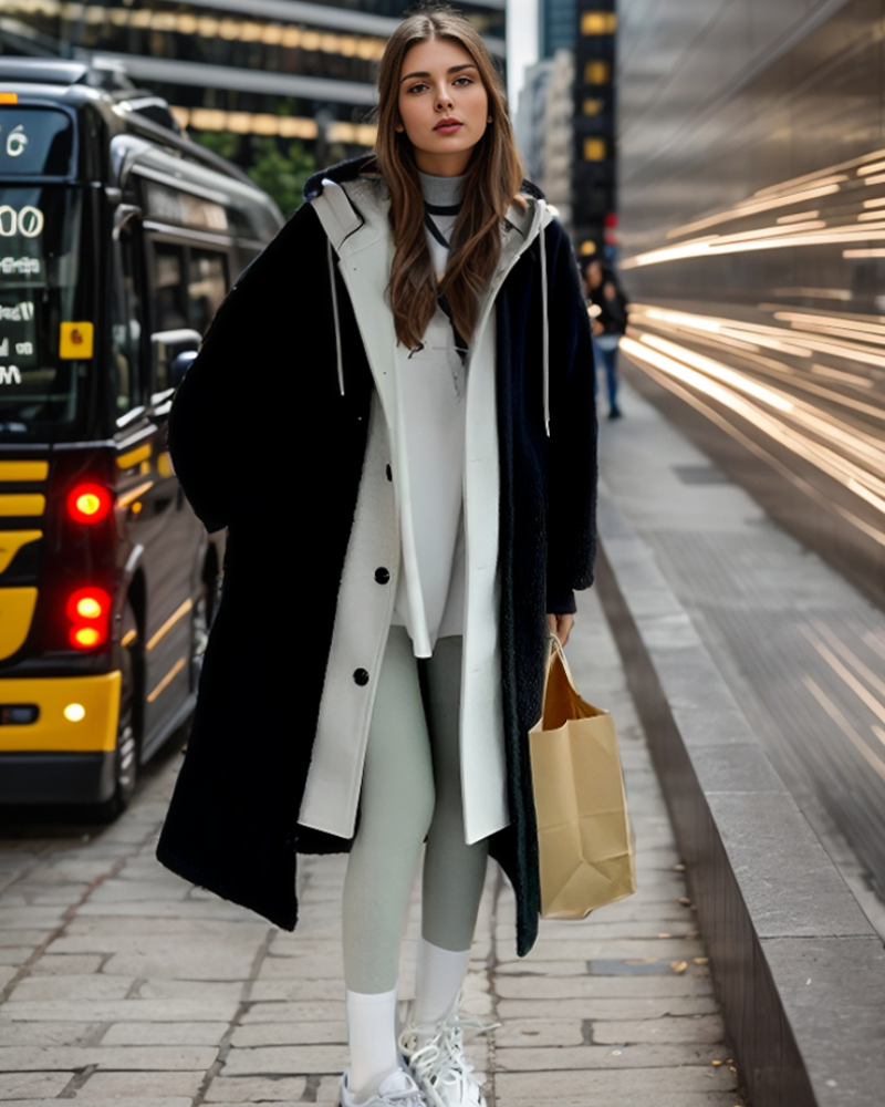 Stijlvolle Lange Trenchcoat met Praktische Capuchon voor Dames