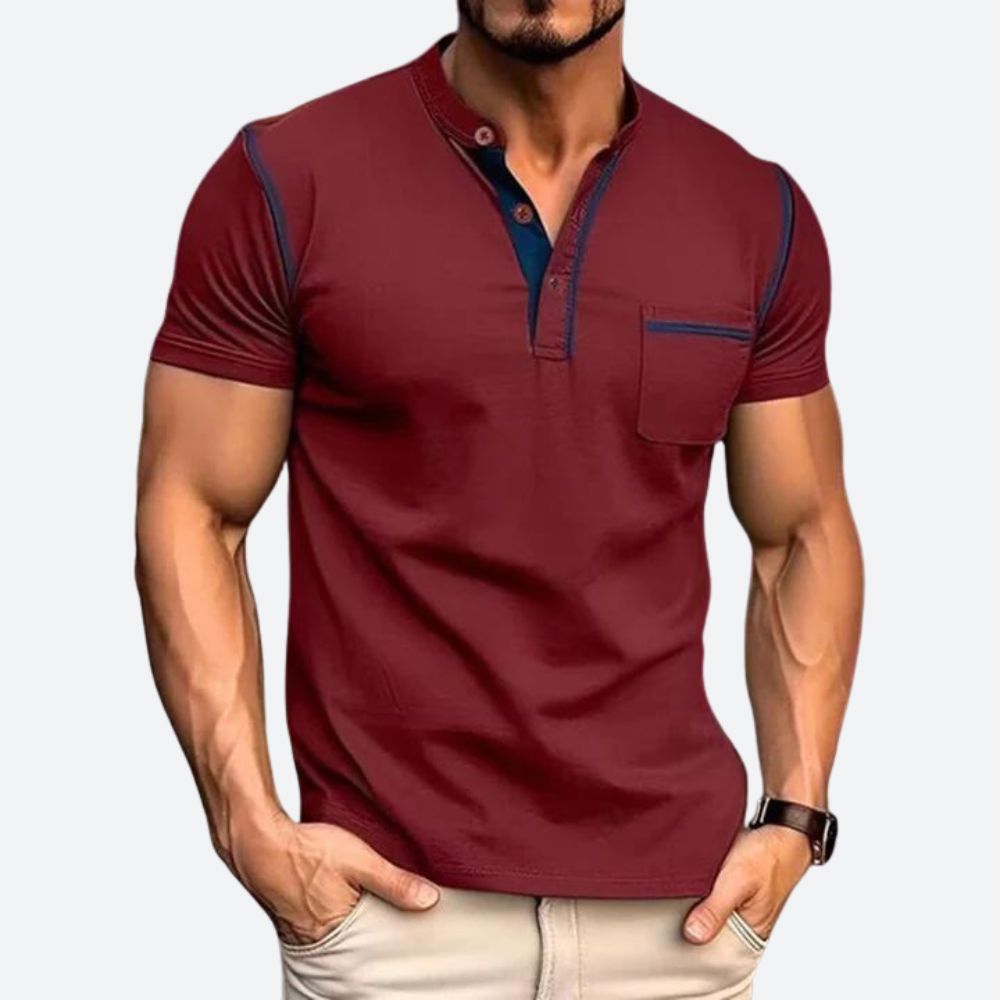 Casual Henley Shirt met Borstzak voor Heren