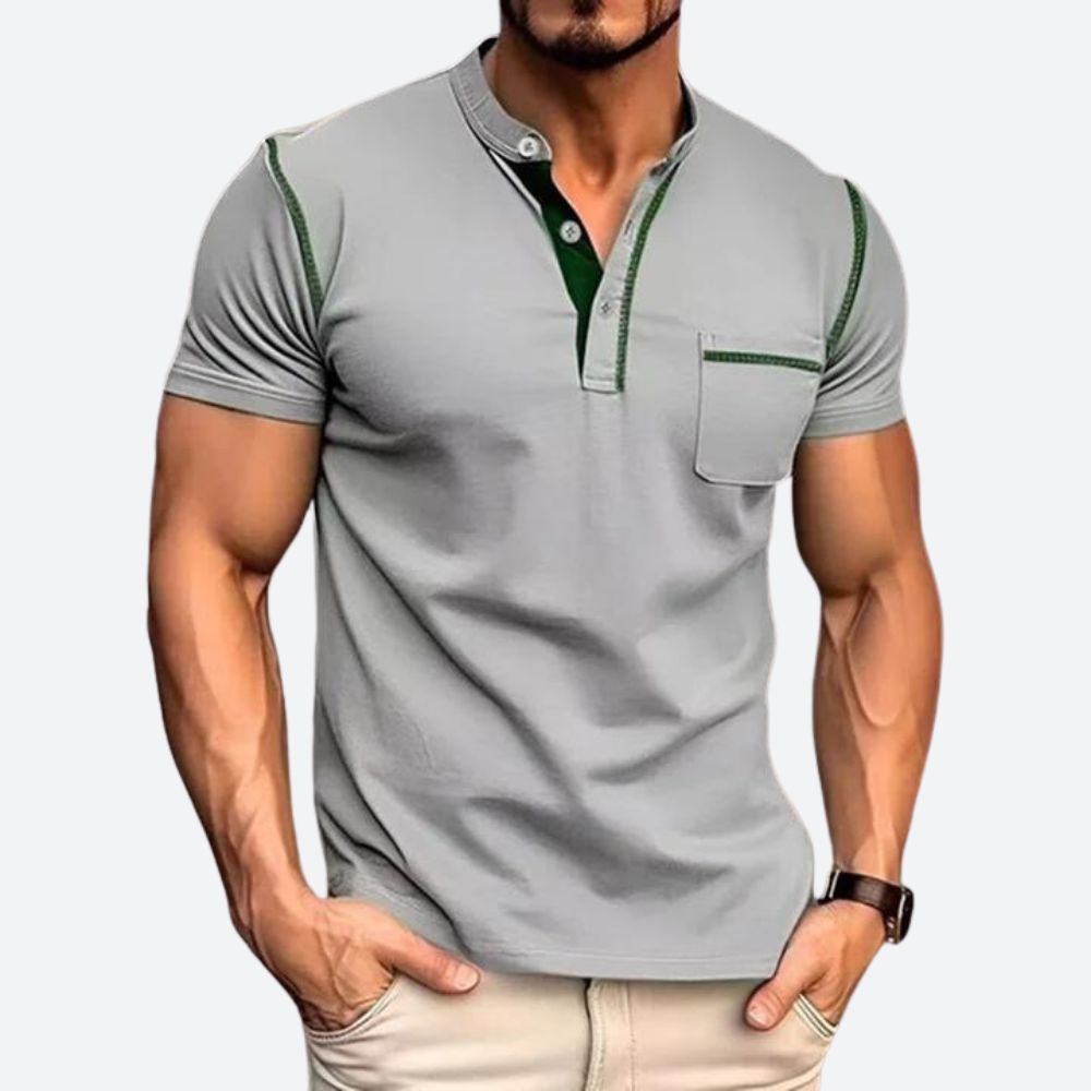 Casual Henley Shirt met Borstzak voor Heren