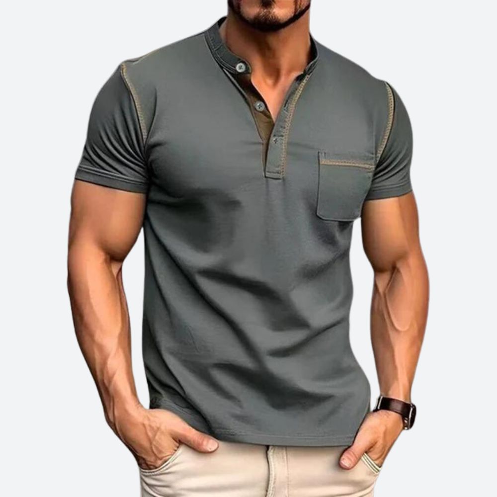 Casual Henley Shirt met Borstzak voor Heren