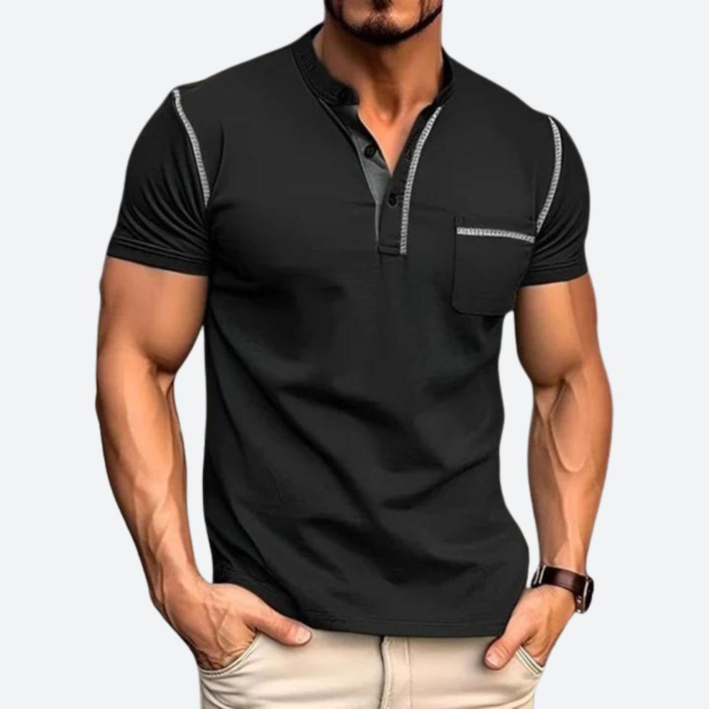 Casual Henley Shirt met Borstzak voor Heren