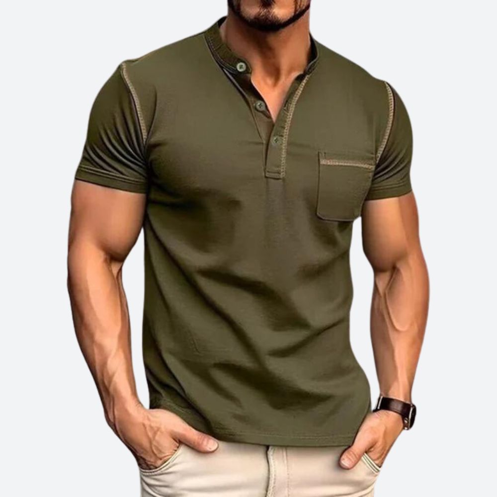 Casual Henley Shirt met Borstzak voor Heren