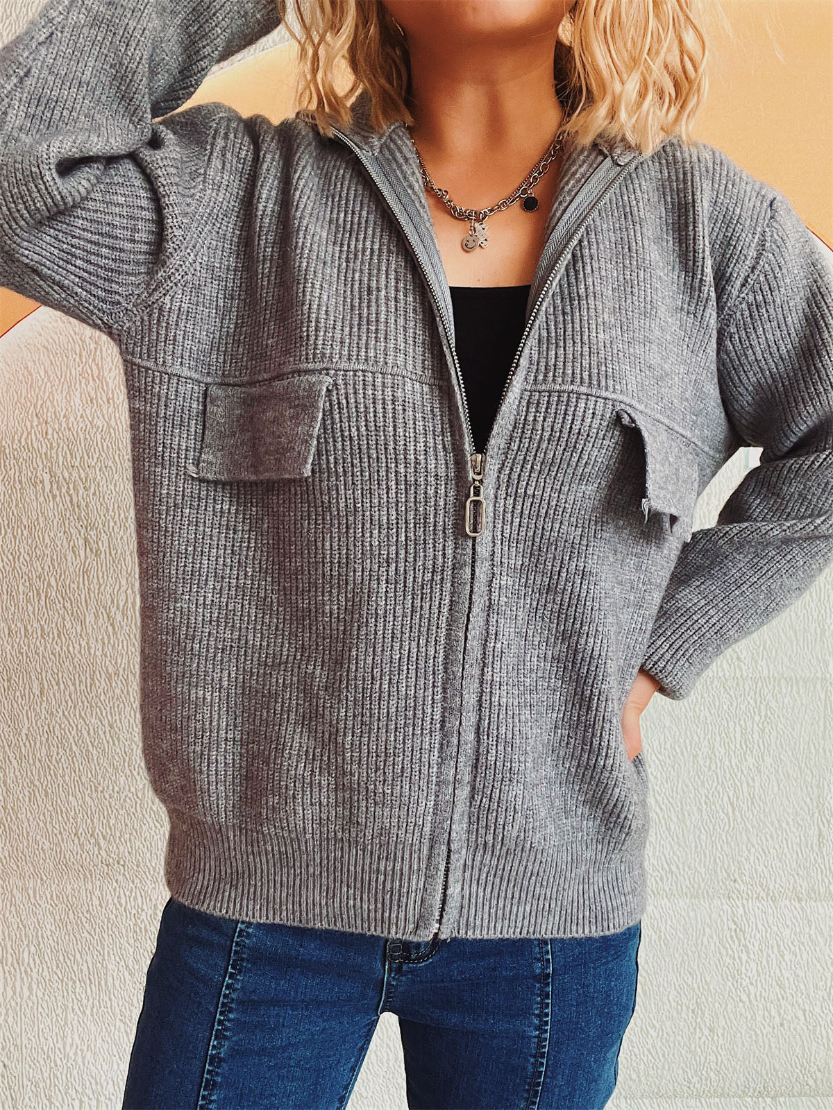 Cardigan Sweater met Rits voor Dames