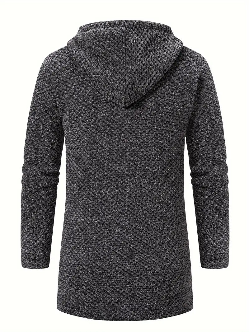 Liam | Heren Getextureerde Fleece Voering Capuchon Jas voor Winter en Herfstdonkergrijs